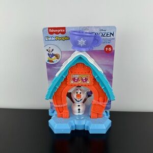 Fisher Price Little People Olaf's Cocoa Cafe Playset & Figure 8" Olaf Frozen NEW